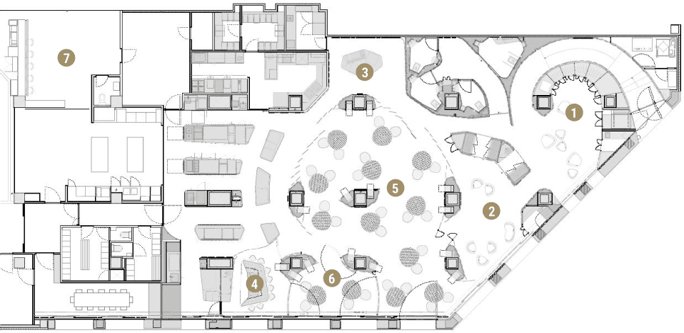Enigma floor plan with seven areas